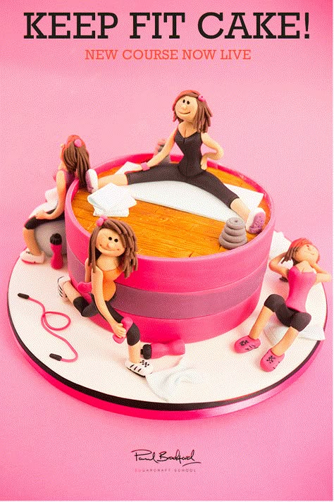 Keep Fit Cake                                                                                                                                                                                 More Workout Cake, Yoga Cake, Fitness Cake, Gym Cake, Cake Figures, Makanan Rendah Kalori, Sports Themed Cakes, Bachelorette Cake, Sports Cakes