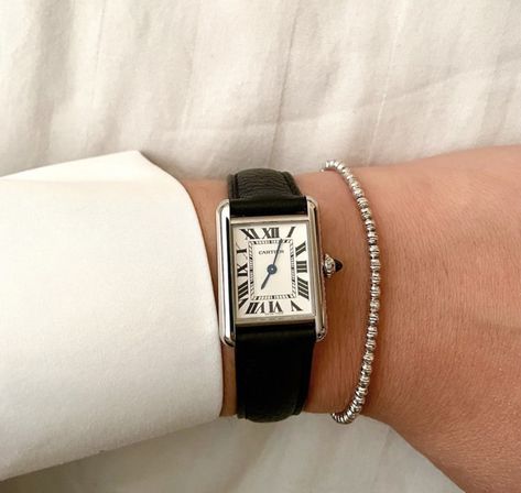 Small Cartier Watch, Cartier Watch Bracelet Stack, Cartier Woman Watch, Classic Cartier Watch Women, Cartier Tank Silver, Cartier Leather Watch Women, Small Women Watch, Tank Cartier Woman, Cartier Tank Watch Woman Silver