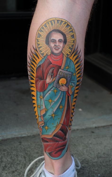 Carl Sagan, Cosmos, Tattoo Carl Sagan Tattoo, Strange Tattoos, Carl Sagan Cosmos, Cosmos Tattoo, Science Tattoo, Nerdy Tattoos, Tattoos Pinterest, Weird Tattoos, Sleeves Ideas