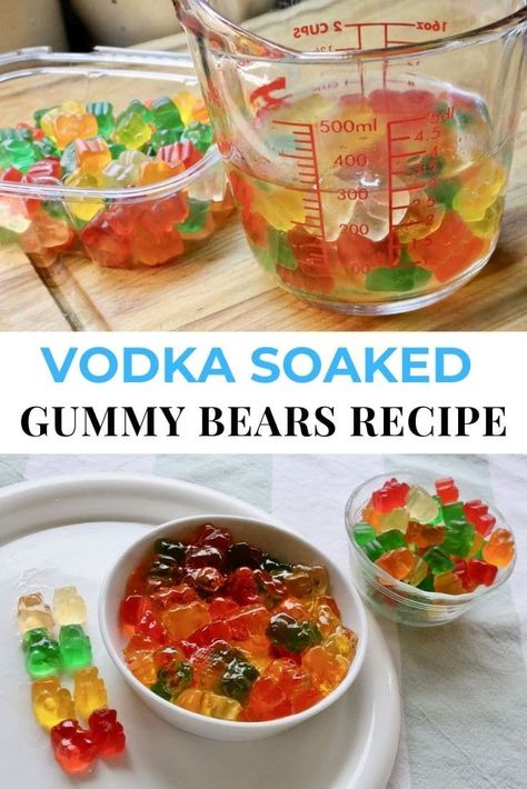 Vodka Soaked Gummy Bears, Gummy Bears Soaked In Vodka, Boozy Gummies, Alcohol Gummies, Alcoholic Gummy Bears, Vodka Gummy Bears Recipe, Drunk Gummy Bears, Boozy Candy, Alcohol Gummy Bears