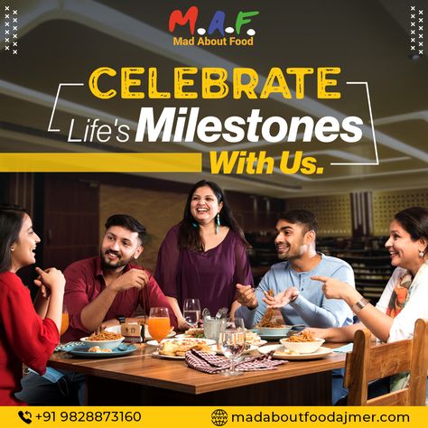 Come Celebrate Your Life's Milestones With Us. 🎉 . . . #celebration #party #dinner #lunch #foodie #restaurant #ajmerfoodie #ajmerfood #ajmerfoodjunction #ajmerfoodbloggers #food #foodporn #madaboutfood #ajmer #ajmersharif #pushkar #tastyfood #veg #nonveg #familyrestaurant #restaurante #indianfood #desifood #chinese #chinesefood #seafood #ajmersharifdargah Restaurant Creative Ads, Restaurant Ad, Family Lunch, Desi Food, Party Dinner, Ad Creative, Family Restaurants, Creative Ads, Restaurant Recipes