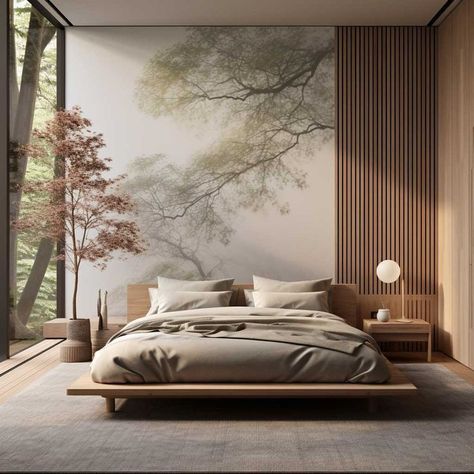 Studio Rooms Bedrooms, Japandi Bedroom Storage, Japanese Scandinavian Interior Bedroom, Japanese Room Bedrooms, Bed Japandi, Japandi Studio, Japandi Workspace, Japandi Interiors Bedroom, Modern Minimalist Bedroom Design