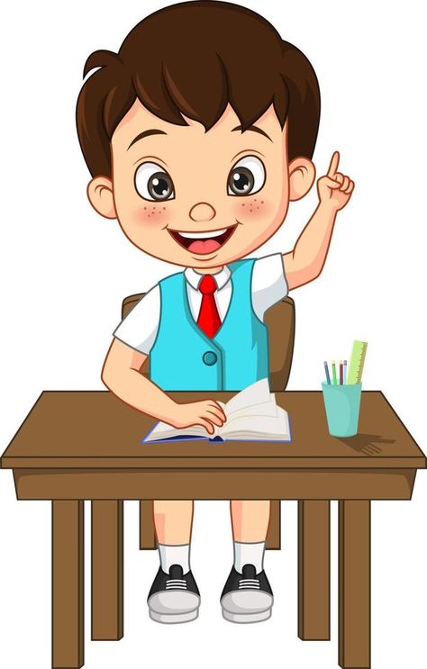 Happy cute little student boy raising his hand Kids Clipart Free, Students Clipart, English Games For Kids, We Heart It Wallpaper, Plant Lessons, Student Clipart, Classroom Pictures, Student Cartoon