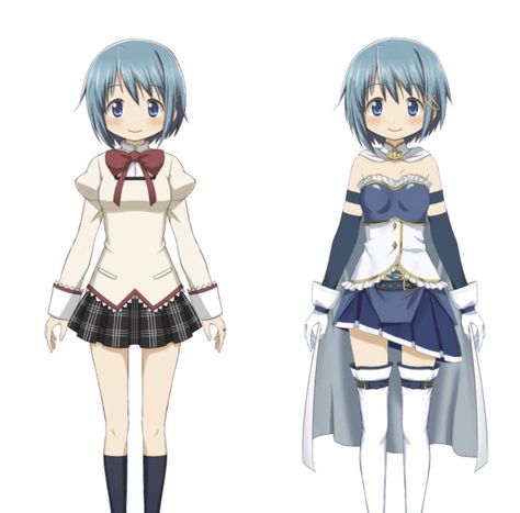 Modoka Magica Characters, Madoka Character Sheet, Madoka Magica Uniform, Madoka School Uniform, Madoka Magica Base Oc, Sayaka Miki Cosplay, Kyoko Madoka Magica, Sayaka Madoka Magica, Magic Madoka