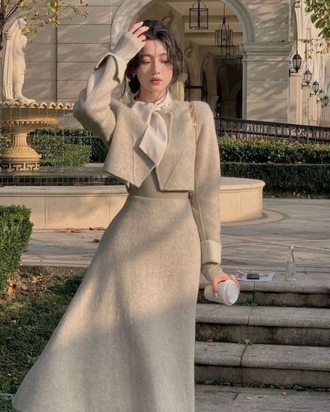 Royal Outfits Classy, Scarf Coat, Luxury Clothing Brands, Fashion Dresses Formal, Elegant Outfit Classy, Clothes Korean Style, Elegant Dresses Classy, High Waist Skirt, Classy Work Outfits