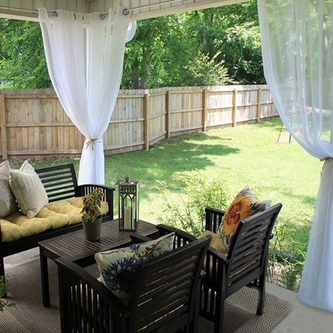 Edith Outdoor Waterproof Sheer Curtains in white Pool Storage Ideas, Pink Balcony, Curtains Inspiration, Patio Porch Ideas, Curtains For Patio, Deck Renovation, Pool Storage, Outdoor Curtains For Patio, Wedding Bedroom