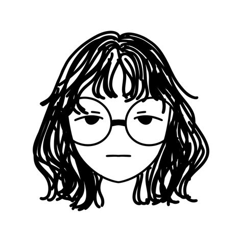 Simple drawing of a girl with glasses. Glasses Girl Drawing, Girl With Glasses Cartoon, Professional Pfp, Girl With Glasses Drawing, Doodle Pfp, Pfp Glasses, 심플한 그림, Cartoon Pfp, Wow Art