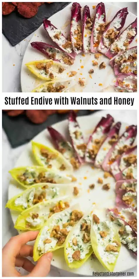 Appetizer Spoons Recipes, Stuffed Endive, Endive Appetizers, Endive Recipes, Fancy Appetizers, Light Appetizers, Guacamole Recipe, Honey Recipes, Finger Food Appetizers