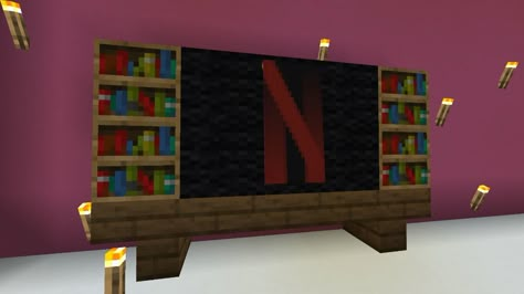 By me😍🥰 tiktok @gisellestyle Minecraft Tv Stand, Tv Minecraft Ideas, Minecraft Tv Designs, Tv Minecraft, Minecraft Tv, Minecraft L, Cute Minecraft Ideas, Minecraft Zombie, Ideas Para Minecraft