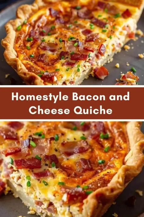 Bacon Egg And Cheese Quiche, Bacon Cheddar Quiche, Savory Quiche, Quiche Breakfast, Bacon Quiche Recipe, Bacon And Cheese Quiche, Cheese Quiche Recipe, Breakfast Quiche Recipes, Buttery Pie Crust