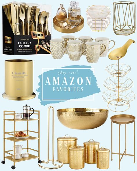 Home Decor Gold Accents, Gold Kitchen Ideas, Gold Kitchen Aesthetic, Gold Kitchen Decor Ideas, Gold Accents In Kitchen, Silver And Gold Kitchen Decor, Kitchen Astethic Gold, Gold Farmhouse Decor, Gold Home Decor Ideas