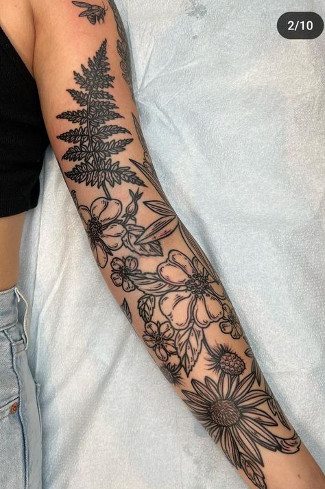 Floral Arm Sleeves, Forearm Half Sleeve Tattoos For Women, Floral Arm Sleeve, Floral Half Sleeve Tattoo, Half Sleeve Tattoo Upper Arm, Neat Tattoos, Tattoos For Women Half Sleeve, Subtle Tattoos, Sleeve Tattoos For Women