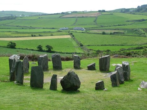 We found the Recumbent Drombeg Stone Circle in a pastoral valley that was very similar to the one where Coppinger's Court is situated.  The lovely recumbent stone circle is also known as The Druid's Altar, and from its location on the edge of a rocky terrace, worshippers presided over a view that gently sweeps down to the Atlantic ocean a mere 1.6 kilometres away. Stone Circles Ireland, Druid Circle, Ancient Ireland, County Cork Ireland, Stone Circles, Sacred Sites, Stone Circle, County Cork, Standing Stones