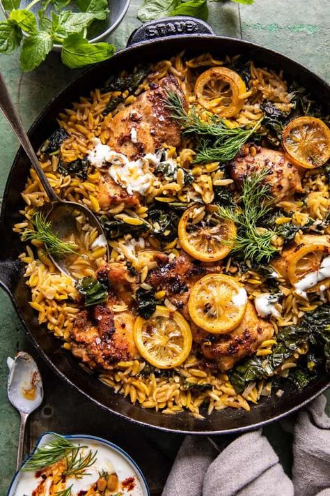 Lemon Butter Dijon Chicken And Orzo, Orzo Chicken One Pot, Thirty Minute Meals Dinners, Half Baked Harvest One Skillet, Lemon Butter Dijon Chicken, Halfbakedharvest Recipes, Half Baked Harvest Chicken, Cozy Dinner Ideas, Mediterranean Dinner Recipes