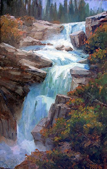 Waterfall Painting, Canvas Painting For Beginners, Waterfall Paintings, Oil Painting Nature, Painting Ideas For Beginners, Small Canvas Paintings, Canvas For Beginners, Texture Painting On Canvas, Waterfall Art