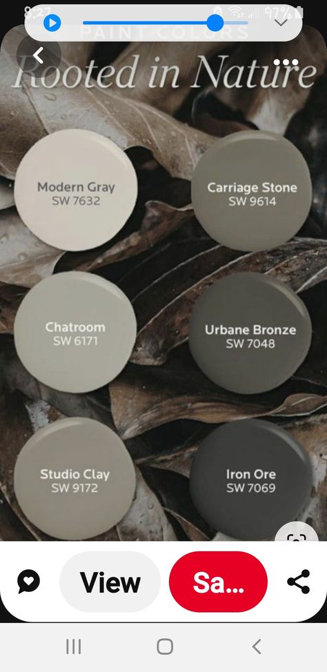 Iron Ore Paint Color Scheme, Sw Modern Gray Color Palette, Iron Ore Color Pallet, Iron Ore Paint Palette, Man Cave Paint Colors, Iron Ore Complimentary Colors, Urban Bronze Color Palette, Iron Ore Color Palette, Indoor Paint Colors