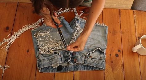 Diy Rhinestone Fringe Bandana, Rhinestone Fringe Shorts Diy, Diy Rhinestone Fringe Top, Diy Rhinestone Fringe Jean Jacket, Diy Fringe Bandana, Diy Rhinestone Shorts, Diy Wrap Dress, Stagecoach Outfits, Fringe Diy