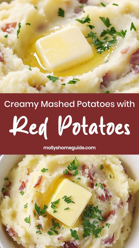 Mashed Potatoes With Red Potatoes, Mashed Red Potatoes Recipe, Simple Thanksgiving Recipes, Garlic Red Mashed Potatoes, Boiled Red Potatoes, Red Potatoes Recipe, Red Skin Mashed Potatoes, Smashed Red Potatoes, Thanksgiving Recipes Appetizers