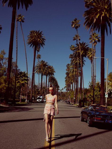 Anna Mila Guyenz InStyle Germany Beverly Hills Fashion Editorial City Fashion Shoot, Los Angeles Photoshoot, Beverly Hills Fashion, Los Angeles Street Style, Anna Mila, Los Angeles Aesthetic, Updo Bun, California Fashion, Fashion Director