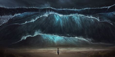 Tsunami Painting, Wall Of Water, University Of Victoria, Rogue Wave, Large Waves, Visual Library, Wind Farm, Germany And Italy, Travel Outdoors