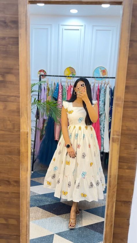 BlushByMounika | Comment LINK to get direct Link of the dresses 🦋 Only our followers will be able to open the Link. We strictly take orders only on website.... | Instagram Cute Frock Designs For Women, Womens Frocks Design, New Models Dresses, New Simple Frock Design, Dress Up Ideas For Women, New Model Frocks, Frocks For Women Design, How To Design A Dress, Simple Gowns For Women