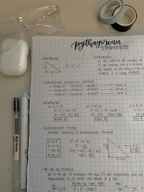 Collage Math Notes, Aesthetic Notes Ideas Layout Math, Aesthetics Notes Idea, Pythagorean Theorem Notes Aesthetic, Math Aesthetic Notes Ideas, Korean Math Notes, Bio Aesthetic Notes, Pretty Notes Aesthetic Math, Pythagoras Theorem Notes