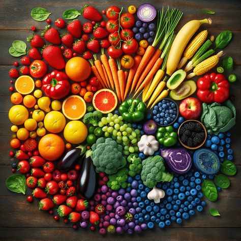 The Colorful Spectrum of Health: Eat the Rainbow Diet #diet #NutritionAndHealth #fruit #vegetables #food #FruitAndVegetableDiet #antioxidants Fruit And Vegetables Pictures, Rainbow Fruits And Vegetables, Colorful Fruits And Vegetables, Eat The Rainbow Aesthetic, Healthy Food Pictures For Kids, Healthy Eating Vision Board Pics, All Fruits Images, Fruits And Veggies Aesthetic, Fruits Pics