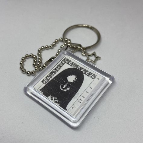 ☆ ID keychain ☆ glitched photo ID prints square... - Depop Photo Card Keychain, Chrome Hearts Safety Pin Necklace, Spotify Resin Keychain, Spotify Keychain, Vintage Square Pendant Locket, Bag Clips, Chain Silver, Square Frame, Silver Stars