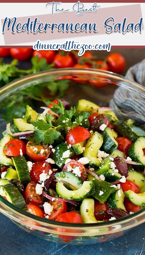 Mediterranean Salad Recipe, Feta Cheese Salad, Avocado Tomato Salad, More Nutrition, Friends Recipes, Exercise Plans, Mediterranean Salad, Seafood Salad, Grilled Chicken Salad