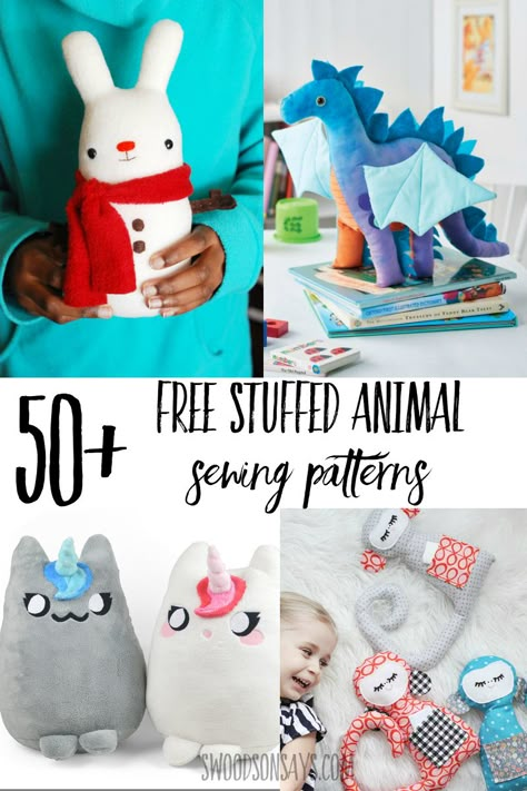 Make a sweet stuffie with one of these free stuffed animal sewing patterns! This is a curated list of patterns that are actually free, with links that work, covering all sorts of skill levels and types of animals. Download one of these PDF stuffed animal patterns and start sewing toys! #sewing #stuffedanimal #pdfpatterns Easy Plushies Diy Free Sewing, Cow Sewing Pattern Free, Diy Stuffed Animals Easy, Stuffed Dog Pattern Free Sewing, Easy Stuffed Animals To Sew Free Pattern, Free Stuffed Animal Patterns Sewing, Simple Plushie Patterns, Stuffed Animal Patterns Free Templates, Free Plushie Sewing Patterns