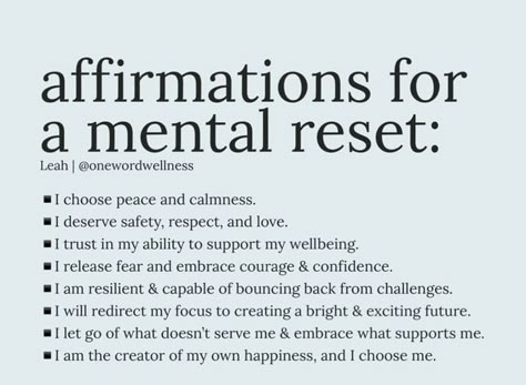 Nice Affirmations, Reset Quotes, Affirmation For Self Love, Mental Reset, Affirmations Confidence, Love Quotes Self, Wealth Attraction, Healing Journaling, Quotes Self Love