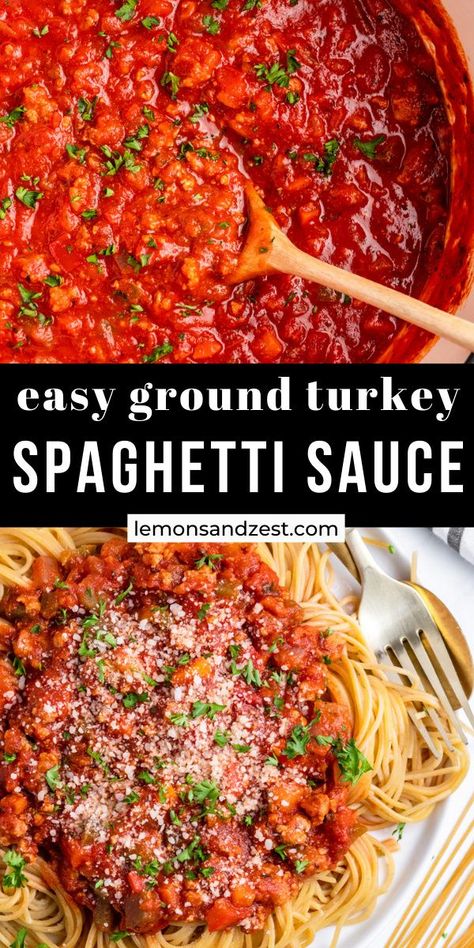 Turkey Spaghetti Sauce, Ground Turkey Pasta Recipes, Ground Turkey Spaghetti, Breakfast Peanut Butter, Turkey Sauce, Ground Turkey Pasta, Turkey Spaghetti, Turkey Pasta, Simple Dinner Recipes