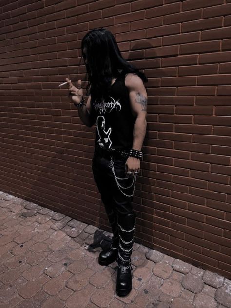 Metallica Aesthetic Outfit, Metalhead Boyfriend Aesthetic, Heavy Metal Outfit Men, Black Metal Outfit Men, Metalhead Guy Outfit, Metalhead Guy Aesthetic, Metalhead Fashion Men, Metalhead Outfit Men, Blackmetal Aesthetic