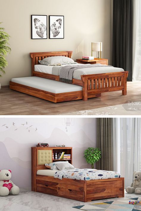 Pull Out Beds For Small Spaces, Single Cot Bed Design Wooden, Queen Bed With Pull Out Bed, Bed Frame With Pull Out Bed, Pullout Bed Ideas Small Spaces, Pull Out Bed Ideas For Small Room, Single Cot Bed Design, Pull Out Bed Ideas Space Saving, Wood Bed Design Beautiful