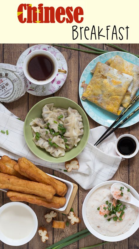 A look at the traditional Chinese breakfast including dumplings, rice porridge, fried bread sticks, and amazing crepes! | cookingtheglobe.com International Breakfast, Chinese Breakfast, Breakfast Around The World, Asian Breakfast, Taiwanese Cuisine, Moroccan Cooking, Recipes Chinese, Savory Crepes, Foreign Food