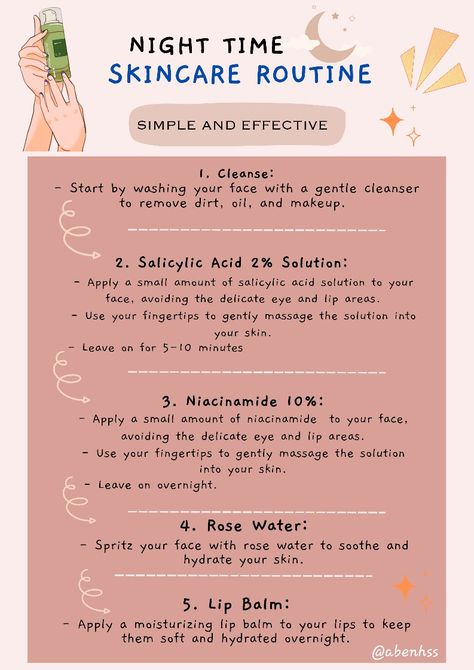 Night time skincare routine using simple and effective products Skincare Routine Retinol, Drugstore Anti Aging Products, Salicylic Acid Benefits, Retinol Skincare Routine, Skin Care Routine Face, Night Time Skincare Routine, The Ordinary Salicylic Acid, Evening Skincare Routine, Retinol Skincare