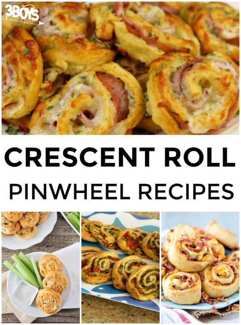 Pinwheel Recipes from Crescent Rolls - 3 Boys and a Dog Crescent Dough Appetizers, Crescent Roll Snacks, Crescent Roll Recipes Appetizers, Crescent Dough Recipes, Pillsbury Crescent Recipes, Easy Crescent Roll Recipes, Pillsbury Crescent Roll Recipes, Crescent Roll Recipes Dinner, Recipes Using Crescent Rolls