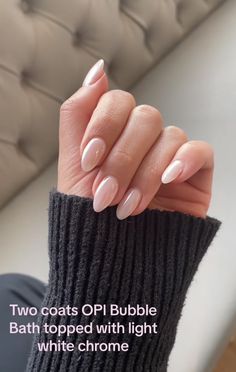 French Tip Nails Minimalist, Neutral Rounded Nails, Bridal Nails Neutral, Bubble Bath Nail Designs, Bridal Gel Manicure, French Tip Nails Funny Bunny, Be There In A Prosecco Opi Dip, Bubble Bath Wedding Nails, Bubble Bath With White Chrome