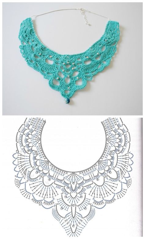 Crochet Chandelier, Col Crochet, Crochet Collar Pattern, Háčkované Lemy, Chandelier Necklace, Crochet Lace Collar, Crochet Necklace Pattern, Crochet Jewlery, Diy Crafts Crochet