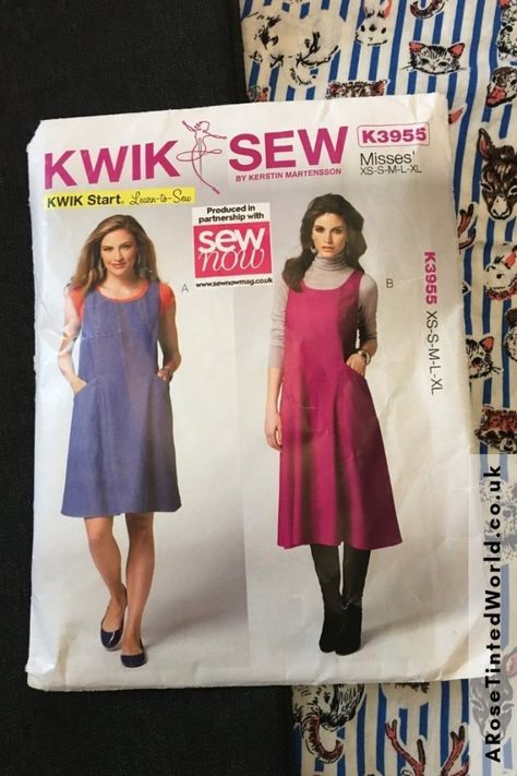 Kwik Sew K3955 - A Pinafore Dress With Deep Pockets - How I found sewing this dress pattern and my thoughts. Make your own using this pattern and the fabric of your choice. #sewing #dresspattern #kwiksewdress #kwiksewk3955 #sewingtutorials #sewingprojects #diy #sewingclothes #sewingdresses #sewingpinafores #pinaforedress #sewingpatterns #dressmaking #dresspatterns #pinafore Womens Pinafore Dress Pattern, Pinafore Sewing Pattern Women, Simple Pinafore Dress Pattern, Cross Back Pinafore Dress Pattern, Pinafore Dress Pattern Free, Ora Pinafore Pattern, Pinafore Dress Pattern, Patterns Clothing, Pinafore Pattern