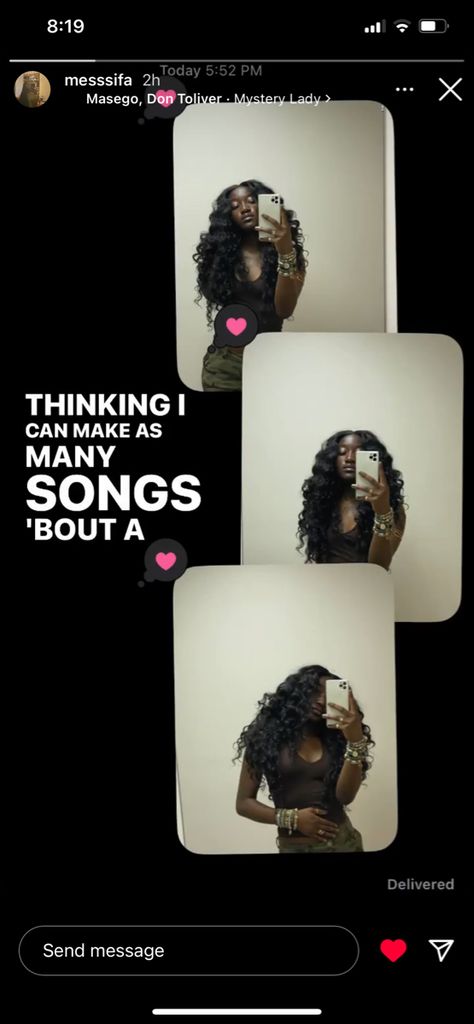 black girl text photos on an insta story Liked Photos Instagram Post, Instagram 3 Pic Story Ideas, Simple Picture Ideas For Instagram, What To Post On Your Instagram Story, Things To Post On Your Instagram Story, Snapchat Layout Ideas, 4x4 Instagram Story, Fit Instagram Story, Thing To Post On Instagram