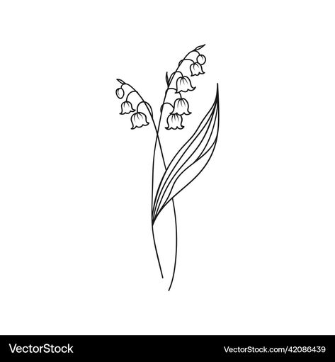 Lilly Of The Valley Tattoo Meaning, Lily Of The Valley Tattoo Simple, Birth Month Flower Tattoos With Names, Name Flower Tattoo, Lillies Tattoo, May Birth Flowers, Flower Tattoo Meanings, Flower Line Drawings, Birth Flower Tattoos