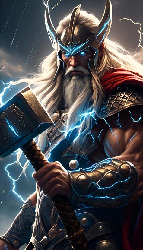 Thor - The God of Thunder - AI Generated Artwork - NightCafe Creator Marvel Thor Art, Cool Superheroes, Superhero Comic Art, Thor Comic Art, Movie Graphics, Thor Tattoo, Norse Mythology Tattoo, Arte Viking, Thor Wallpaper