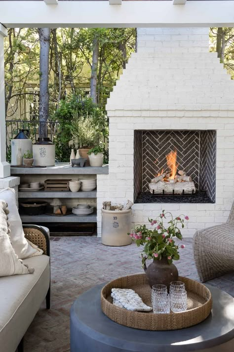 Small Outdoor Fireplace, Deck And Patio Ideas, Standing Fireplace, House Vision Board, Diy Outdoor Fireplace, Rooms With A View, Deck And Patio, Alfresco Area, Australian Garden