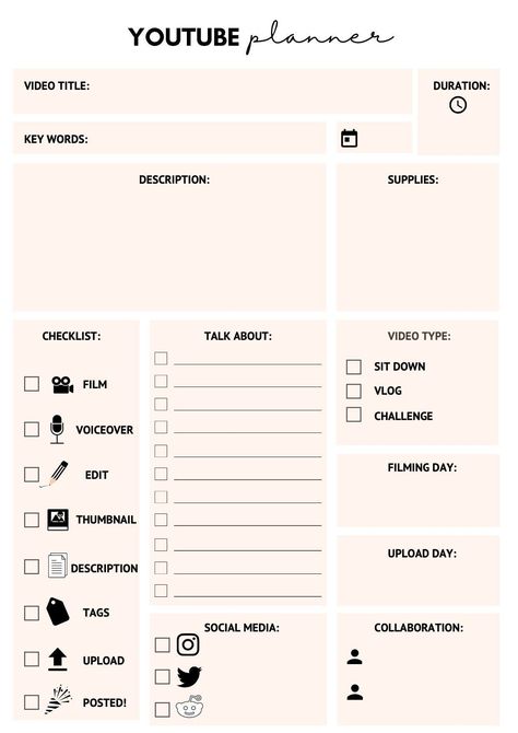 YouTube video planner / organiser / schedule Youtube Channel Planner, Video Planning Template, Youtube Video Planner Template, Youtube Schedule Planner, Youtube Planner Template, Youtube Tracker, Youtube Video Planner, Youtube Content Planner, Youtube Schedule