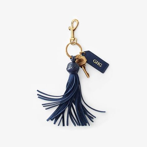 Leather Tassel Key Chain, Navy Designer Keychain, Leather Tassel Keychain, Personalized Bags, Leather Tag, Tassel Keychain, Timeless Gifts, Purse Accessories, Leather Products, Leather Key