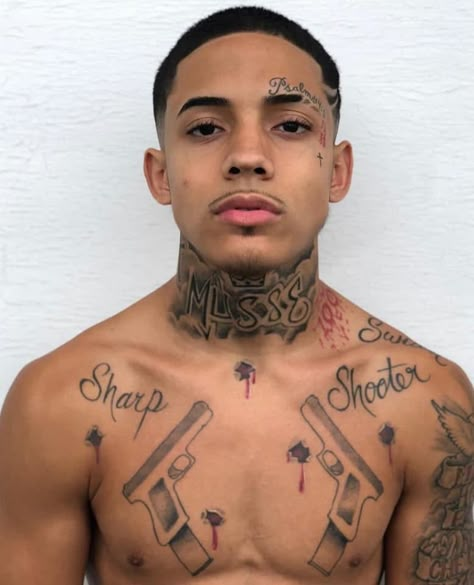 Hood Face Tattoo, Mens Face Tattoos, Hood Neck Tattoo For Guys, Face Tattoo Ideas, Full Neck Tattoos, Gang Tattoos, Face Tats, Side Neck Tattoo, Tattoos Butterfly