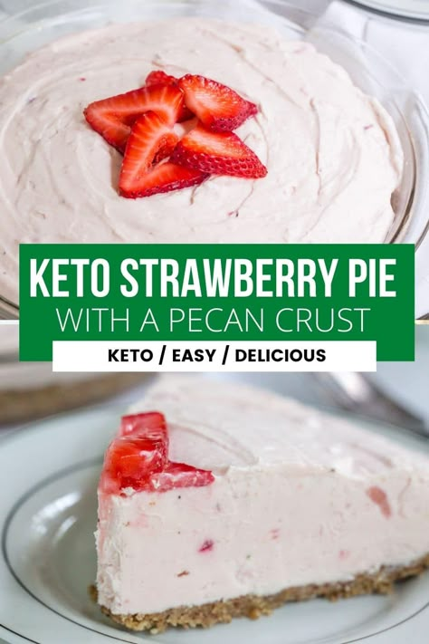 keto strawberry pie collage Keto Strawberry Pie, Easy Strawberry Pie, Keto Pies, Keto Pie, Strawberry Pie Recipe, Keto Cream, Keto Treats, Going Outside, Keto Dessert Easy