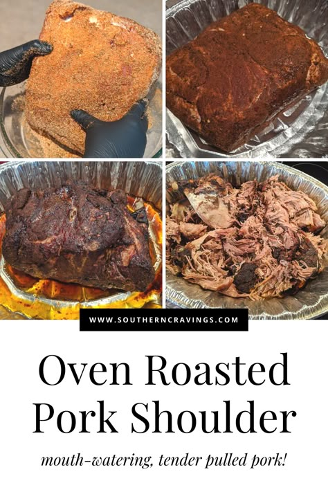 Oven Roasted Pork Shoulder, Pork Shoulder Oven, Pork Shoulder Recipes Oven, Pulled Pork In The Oven, Pork Shoulder Picnic Roast, Roasted Pork Shoulder Recipes, Pork In The Oven, Bbq Pork Shoulder, Cooking Pork Shoulder