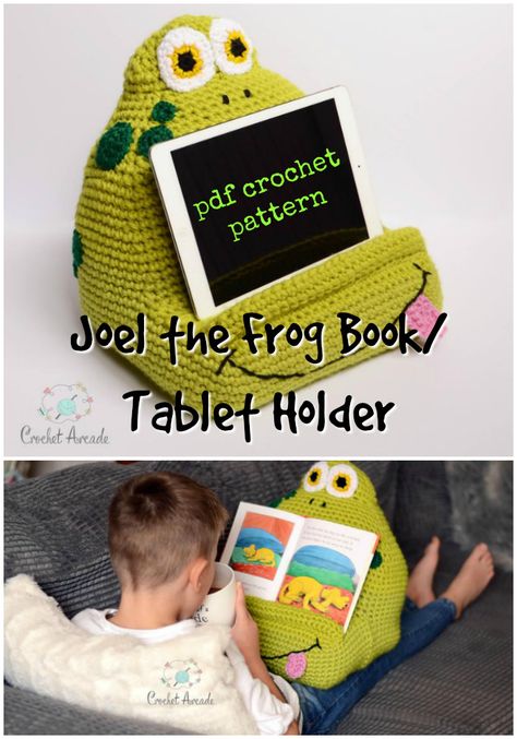 Knit & Crochet for Kids Crochet Ipad Holder, Crochet Tablet Holder, Crochet Amurigumi, Sewing Christmas Projects, Crocheted Frog, Dolly Crochet, Triangle Scarf Crochet Pattern, Crochet Characters, Crochet Triangle Scarf